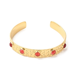 Real 18K Gold Plated Tomato Cubic Zirconia Open Cuff Bangle, Brass Jewelry for Women, Cadmium Free & Nickel Free & Lead Free, Real 18K Gold Plated, Inner Diameter: 2-1/4 inch(5.6cm)