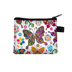Colorful Butterfly Pattern Polyester Clutch Bags, Change Purse with Zipper & Key Ring, for Women, Rectangle, Colorful, 13.5x11cm