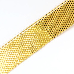 Gold Mesh Ribbons, for Gift Packaging, Gold, 8mm, about 50yards/roll(150 feet/roll)