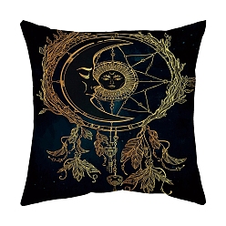 Sun Velvet Throw Pillow Covers, Cushion Cover, for Couch Sofa Bed Wiccan Lovers, Square, Sun, 450x450mm