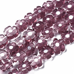 Old Rose Handmade Millefiori Glass Bead Strands, Flower, Old Rose, 5.5~8x2.5mm, Hole: 1mm, about 64~67pcs/strand, 15.75 inch~16.34 inch(40~41.5cm)