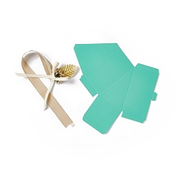 Turquoise Cake-Shaped Cardboard Wedding Candy Favors Gift Boxes, with Plastic Flower and Ribbon, Triangle, Turquoise, Finish Product: 9.7x6x5.5cm