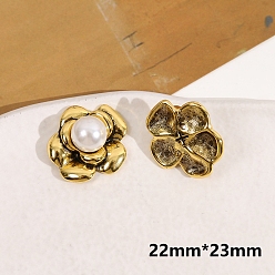 Antique Golden Alloy Ornament Accessories, with Plastic Finding, Flower, Antique Golden, 22x23mm