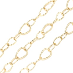 Real 18K Gold Plated Rack Plating Brass Teardrop Link Chain, Lead Free & Cadmium Free, Unwelded, with Spool, Real 18K Gold Plated, 15x10.5x2mm, 11.5x8x1.5mm