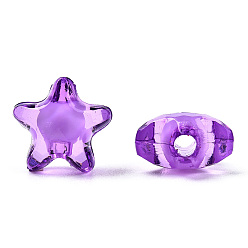 Dark Orchid Transparent Acrylic Beads, Bead in Bead, Star, Indigo, 20x18x12mm, Hole: 3mm, about 270pcs/500g