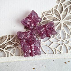 Medium Violet Red Opaque Czech Glass Beads, Butterfly, Medium Violet Red, 15x12mm