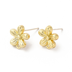Light Gold Сплав серьги цветок выводы серьги, с горизонтальной петлей и 304 штифтами из нержавеющей стали, без кадмия и без свинца, золотой свет, 12.5x11.5 мм, отверстие : 0.8 мм, штифты : 0.7 мм