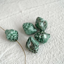 Sea Green Opaque Czech Glass Beads, Conch Shape, Sea Green, 15x12mm