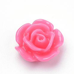 Cerise Resin Cabochons, Rose Flower, Cerise, 10x5mm, Bottom: 7~8mm