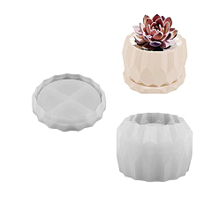 White DIY Round Vase & Tray Silicone Molds, Resin Casting Molds, for UV Resin, Epoxy Resin Craft Making, White, 79x14~51mm