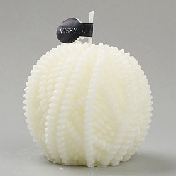White Ball of Yarn Shaped Aromatherapy Smokeless Candles, with Box, for Wedding, Party, Votives, Oil Burners and Christmas Decorations, White, 5.9x6.7cm
