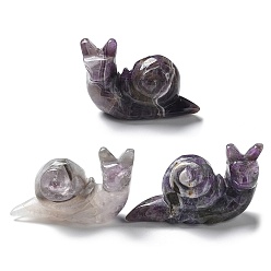 Amethyst Natural Amethyst Carved Healing Snail Figurines, Reiki Energy Stone Display Decorations, 58~62x24~26x35~38.5mm
