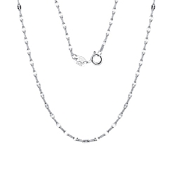 Real Platinum Plated Rhodium Plated 925 Sterling Silver Dapped Chain Necklace, with S925 Stamp, Real Platinum Plated, 17.72 inch(45cm)