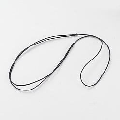 Black Korea Waxed Cotton Cord Necklace Making, Adjustable, Black, 14.5 inch~29 inch(37~74cm)