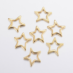 Golden 304 Stainless Steel Linking Rings, Star, Golden, 16x17x2mm, Hole: 8x9mm
