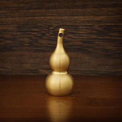 Raw(Unplated) Brass Hollow Tilted Head Gourd Statue Ornament, Feng Shui Table Home Decoration, Raw(Unplated), 18x41mm