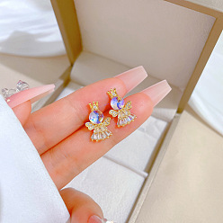 D420 Ear Studs [Copper Micro-set Silver Needle with Real Gold Plating] Геометрические серьги с подвеской-кисточкой - элегантно, богемный, индивидуальные украшения для ушей.