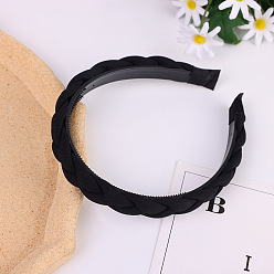 black Chic Cream Spring Color Twisted Headband with Braided Hair Style - Fashionable Solid Fabric Hair Accessory for Women