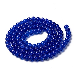 Синий Нити круглых бусин из потрескавшегося стекла, окрашенные аэрозольной краской синего цвета., 8 мм, отверстие : 1.3~1.6 мм, около 100 шт / нитка, 31.4 дюйм