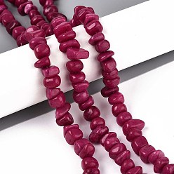 Камелия Окрашенные натуральные желтые нефритовые бусинки, чип, камелия, 6~22x6~22x2~11 мм, отверстие : 0.8~1 мм, около 120~135 шт / нитка, 30.31~31.89 дюйм (77~81 см)