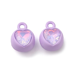 Лиловый Аэрозольная краска сплава горный хрусталь подвески, без кадмия и без свинца, сердце, сирень, 12x9x8 мм, отверстие : 1.6 мм