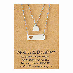 N00058 Mother and Daughter 2-Piece Set Ожерелье с подвеской в виде сердца матери и дочери - уникальная цепочка на ключицу с полым замком из нержавеющей стали