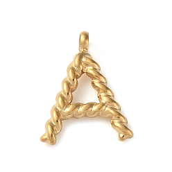 Letter A 316 Surgical Stainless Steel Pendants & Charms, Golden, Letter A, 15x12x2mm, Hole: 2mm