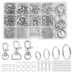 Platinum & Stainless Steel Color DIY Keychain Making Kit, Including Alloy & Iron Swivel Lobster Claw Clasps, Iron Split Key Rings, 304 Stainless Steel Ends Chains, Platinum & Stainless Steel Color, 295Pcs/box