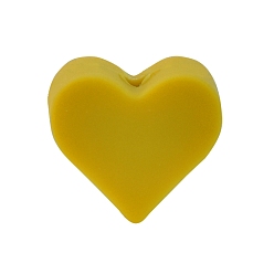 Goldenrod Heart Food Grade Silicone Beads, Silicone Teething Beads, Goldenrod, 14x14mm