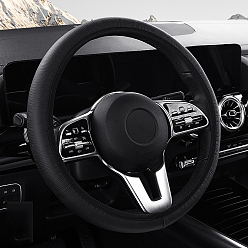 Черный Чехол на руль из искусственной кожи, противоскользящее покрытие, универсальная защита колеса автомобиля, чёрные, 380 мм
