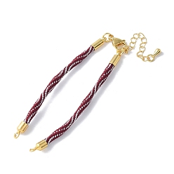 Темно-Красный Нейлона шнур браслеты, для изготовления браслета с соединителем, с реечным покрытием, золотыми застежками-карабинами и удлинителями цепочек, долговечный, без кадмия и без свинца, темно-красный, 5-3/4~6x1/8x1/8 дюйм (14.7~15.2x0.3 см)