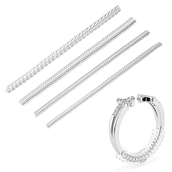 Clear 4Pcs 4 Style Plastic Spring Coil, Invisible Ring Size Adjuster, Clear, 10x0.35~0.5cm, 1pc/style