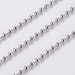 Stainless Steel Color 304 Stainless Steel Ball Chains, with Spool, Round, Stainless Steel Color, 2.4mm, about 65.61 Feet(20m)/roll
