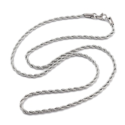 Real Platinum Plated Brass Chain Necklace, Torsion Chain, Real Platinum Plated, 23.94 inch(608mm)