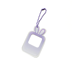 Lilac Gradient Color Acrylic Keychain Blanks, with Random Color Ball Chains, Rectangle with Rabbit, Lilac, 7x4.4x0.2cm
