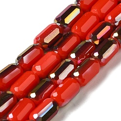 Красный Стеклянные бусины с гальваническим покрытием , граненые, AB цвет, колонка, красные, 3x5 мм, отверстие : 1 мм, около 79 шт / нитка, 16.5 дюйм (42 см)