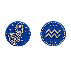 Aquarius Twelve Constellations Food Grade Eco-Friendly Silicone Focal Beads, DIY keychain Making, Aquarius, 25mm