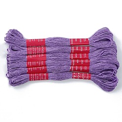 Dark Violet 6 Skeins 6-Ply Embroidery Foss, Luminous Polyester Cord, Embroidery Thread, Dark Violet, 0.5mm, 8m/skein