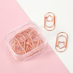 Star Metal Paper Clips, Rose Gold, Oval, Star, 38x19mm