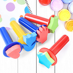 Mixed Color Plastic & Sponge Washable Sketch Rubbing Sponge Brush, Reusable Sketch Drawing Art Blenders Tools for Artist, Mixed Color, 7.5x4cm, 5pcs/set