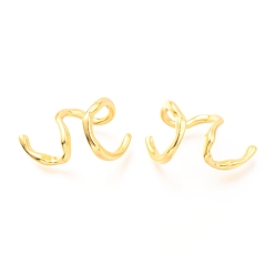 Golden 925 Sterling Silver Irregular Twisted Cuff Earrings, Golden, 27x15.5x15mm