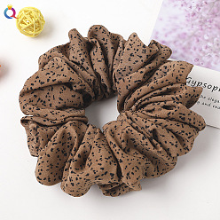 C189 Oversized - Spotted Coffee Vintage French Retro Bow Hairband - Solid Color Satin Hair Tie