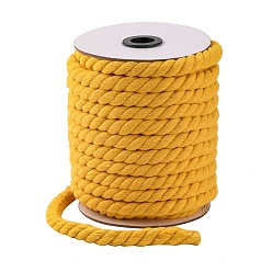 Yellow 3-Ply Macrame Cotton Cord, Twisted Cotton Rope, for Wall Hanging, Plant Hangers, Crafts and Wedding Decorations, Yellow, 12mm, about 21.87~24.05 yards(20~22m)/roll