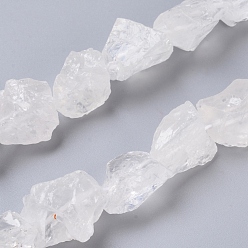 Quartz Crystal Natural Quartz Crystal Beads Strands, Rock Crystal, Rough Raw Stone, Nuggets, 11~25x11~20mm, Hole: 1.2mm, about 12~15pcs/strand, 7.48 inch~7.87 inch(19~20cm)