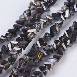 Black Plated Electroplate Glass Beads Strands, Half Plated, Faceted, Triangle, Black Plated, 4.5x5x6mm, Hole: 1mm, about 100pcs/strand, 13.7 inch(35cm)
