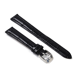 Черный Кожа смотреть группы, с 201 пряжками из нержавеющей стали, регулируемые ремешки для часов, чёрные, 8.3~11.5x1.4x0.4~0.5 см, 2 шт / комплект