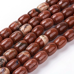 Red Jasper Natural Red Jasper Beads Strands, Oval, 17~18x13mm, Hole: 1.5mm, about 22pcs/strand, 14.9 inch(38cm)