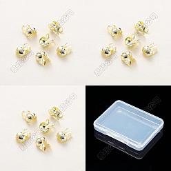 Real 14K Gold Plated 150Pcs 3 Styles Brass Bead Tips, Calotte Ends, Clamshell Knot Cover, Real 14K Gold Plated, 4~7.5x2.5~4.5mm, Hole: 0.8mm, Inner Diameter: 1.2~3.3mm, 50pcs/style