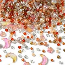 Mixed Color DIY Beads Jewelry Making Finding Kit, Including Glass & Seed & Acrylic Beads, Mixed Color, 4mm