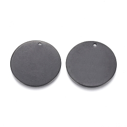Electrophoresis Black 304 Stainless Steel Pendants, Stamping Blank Tag, Flat Round, Electrophoresis Black, 25x1mm, Hole: 1.4mm